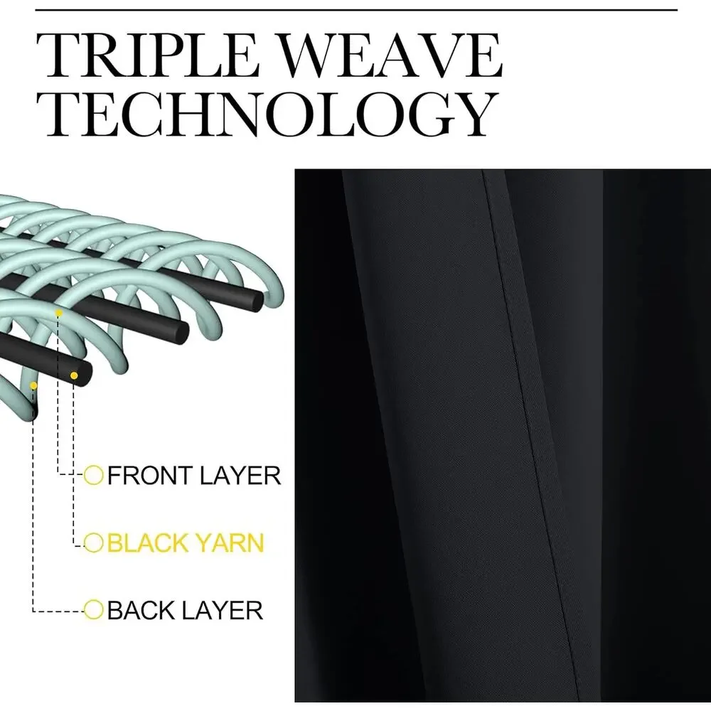 Thermal Insulated Black Blackout Curtains/Drapes 2 Panels, 84x42, Sound Reducing